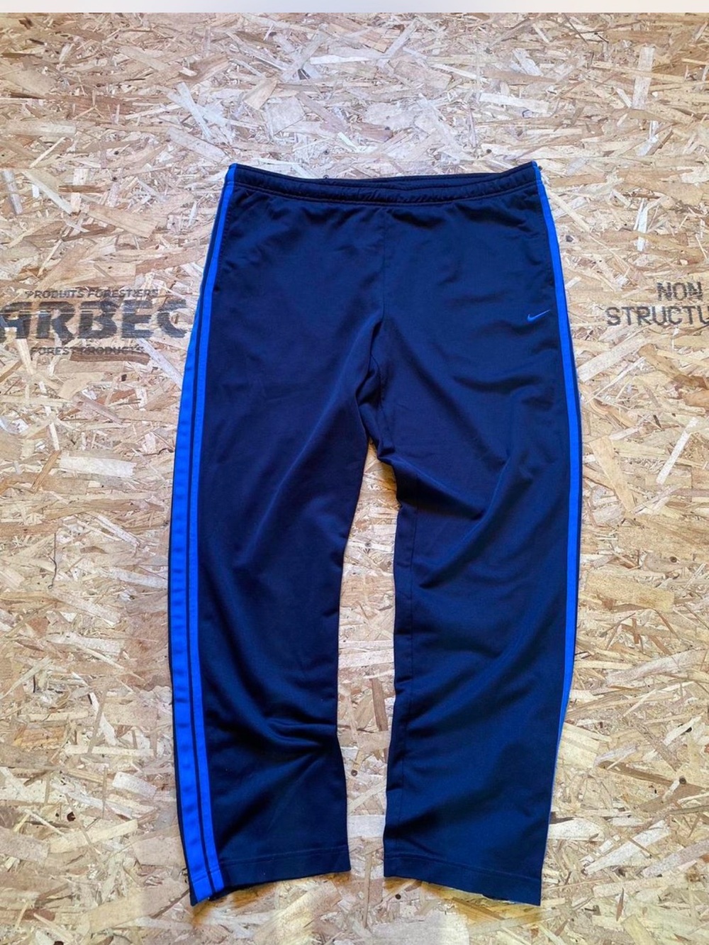 Nike Vintage Navy Track Pants with Blue Side Stripes